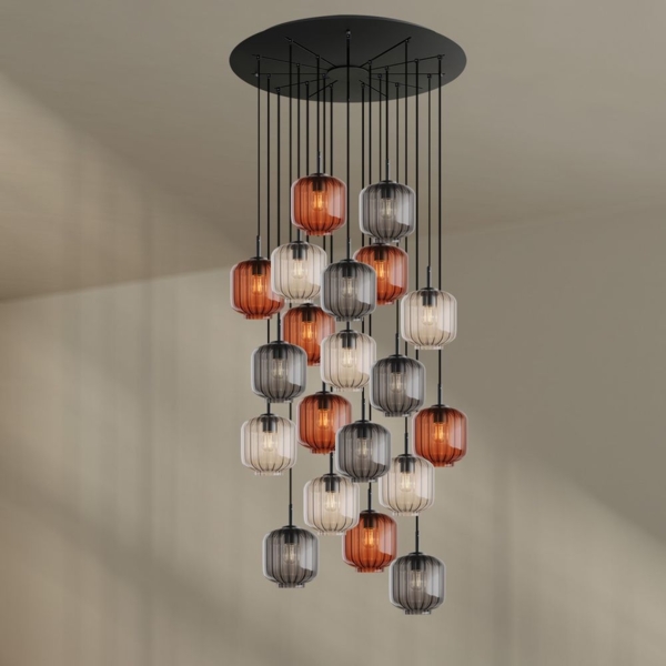 s.luce Velo Galerieleuchte 20-flammig Ø 120cm Baldachin Ø 20cm Braun, Klar, Rauch Bild 1