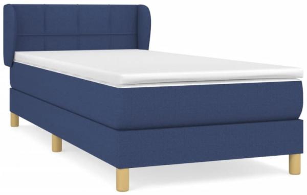 Einzelbett, Polsterbett mit Matratze Stoff Blau 100 x 200 cm