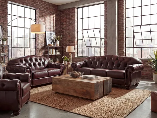 Chesterfield Garnitur 3-2-1 Echtleder rot massivum Hereford antik Sofa-Set 3-Sitzer 2-Sitzer Sessel Ledergarnitur 100x72x90 cm