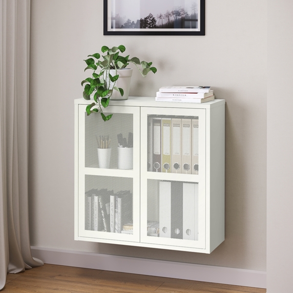 skølm 'Zephyr' Kommode, Metall, weiß, Hängeschrank mit zwei Fächern, 80x80x30 cm, mit Push-to-Open
