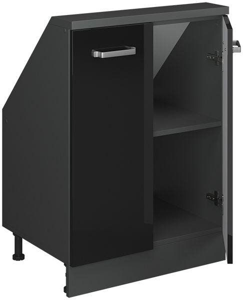 Küchenschrank für Dachschrägen R-Line Schwarz Hochglanz 60 cm mit 2 Türen Vicco Bild 4
