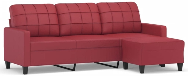 vidaXL 3-Sitzer-Sofa mit Hocker Weinrot 180 cm Kunstleder 3201017