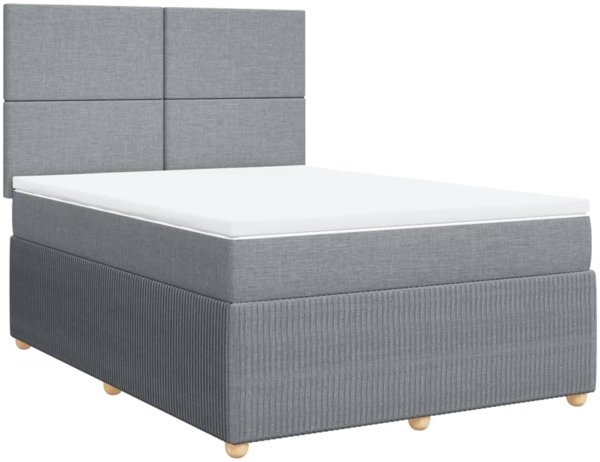 vidaXL Boxspringbett mit Matratze Hellgrau 160x200 cm Stoff 3294400 Bild 2