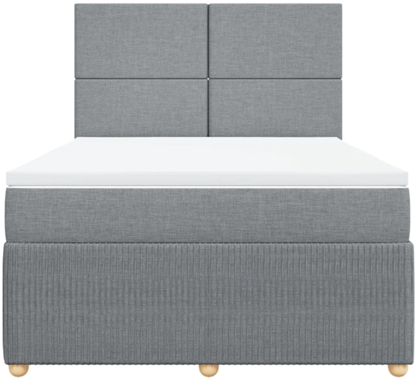 vidaXL Boxspringbett mit Matratze Hellgrau 160x200 cm Stoff 3294400 Bild 5