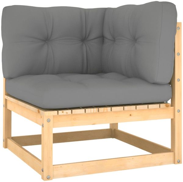 vidaXL Garten-Ecksofa mit Grauen Kissen Massivholz Kiefer 805715