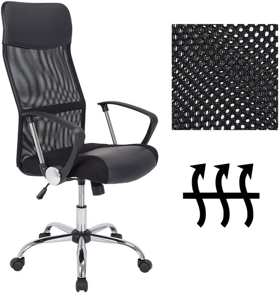Deuba Bürostuhl mit Armlehne und ergonomischer Rückenlehne, Kunstleder / Netzbezug schwarz, max. 160 kg Bild 4