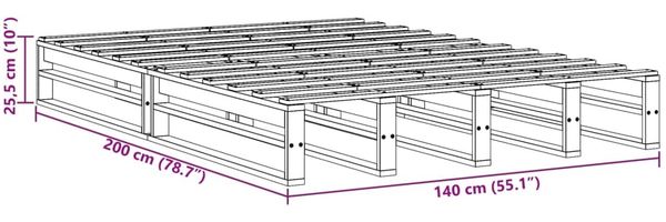 vidaXL Massivholzbett ohne Matratze Weiß 140x200 cm Kiefernholz 850843 Bild 9