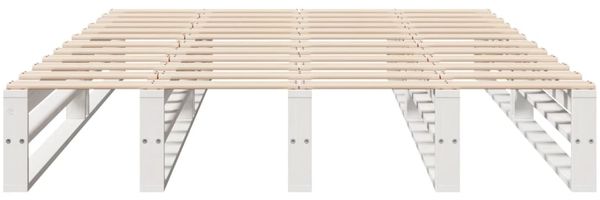 vidaXL Massivholzbett ohne Matratze Weiß 140x200 cm Kiefernholz 850843 Bild 4