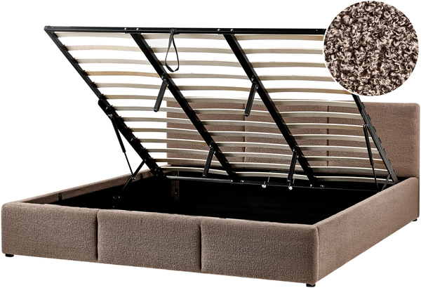 Bett mit Stauraum Bouclé BOUSSE 180 x 200 cm Taupe