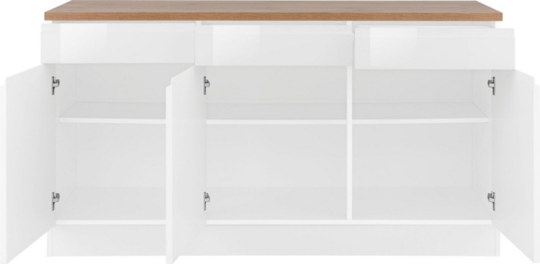 KOCHSTATION Unterschrank KS-Virginia 85 cm hoch, 150 cm breit, 3 Schubladen, 3 Türen, griffloses Design Bild 3