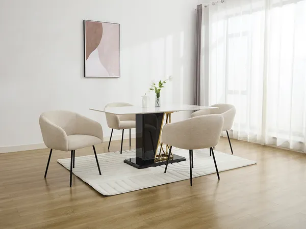 Vente-unique - NISTOSIA Stuhl Stoff Beige - B 62 cm x H 78 cm x L 61 cm