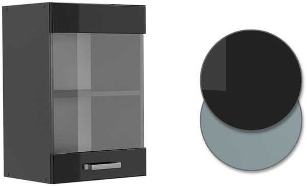 Küchenglasschrank R-Line Schwarz Hochglanz 40 cm Vicco Bild 6