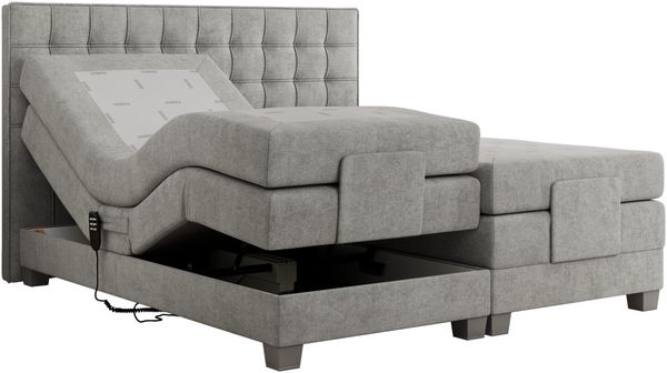 Boxspringbett elektrisch verstellbar, Schlafzimmerbett, Bettkasten - ELEKTRO - 180 x 200 cm - Hellgrau Stoff - H3 Bild 5
