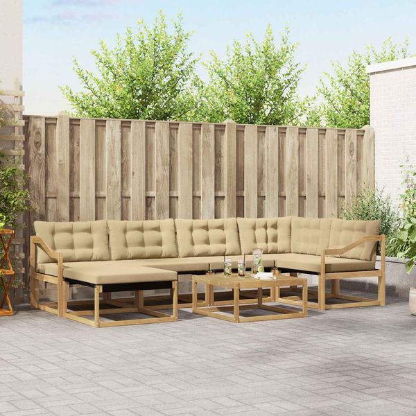 vidaXL Outdoor-Sofagarnitur 7 pcs Weiß und Beige 79 x 79 x 37 cm 3388887