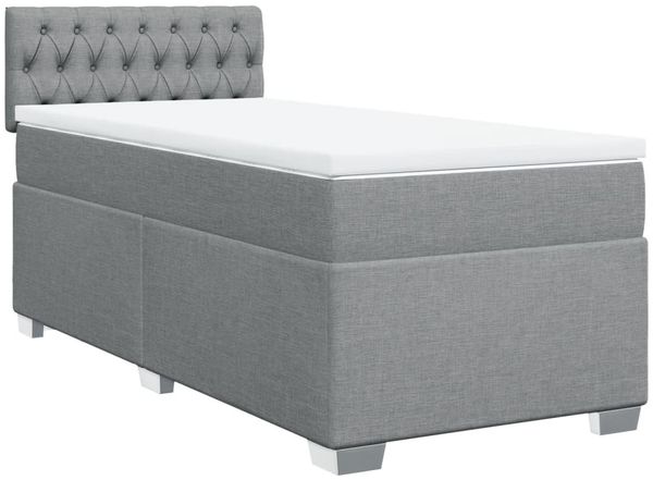 vidaXL Boxspringbett mit Matratze Hellgrau 80x200 cm Stoff 3288022 Bild 3