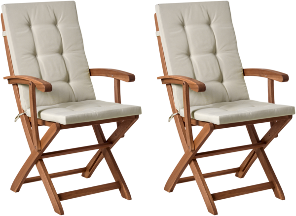 Set mit 2 Stühlen und Sitzkissen MAUI PREMIUM Akazienholz Taupe