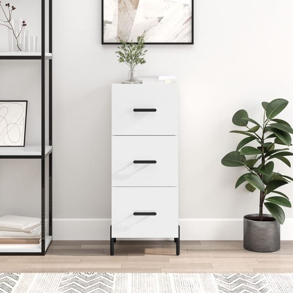 vidaXL Sideboard Hochglanz-Weiß 34,5x34x90 cm Holzwerkstoff 828614