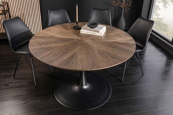 riess-ambiente Esstisch ATELIER 120cm braun/schwarz - Walnuss, Metall, Säulenfuß, 4 Personen (Einzelartikel, 1-St), furnierter Bistrotisch - ideal für Küche, Esszimmer, Wohnzimmer & Büro