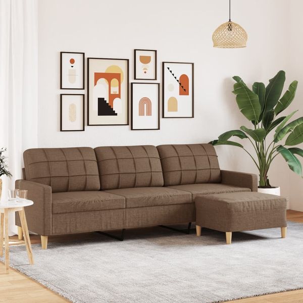 vidaXL 3-Sitzer-Sofa mit Hocker Braun 210 cm Stoff 3278252
