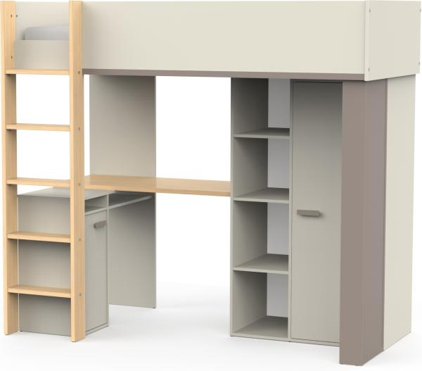 Etagenbett >CAMILLIA< in grau - 203,8x183x104,1cm (BxHxT)