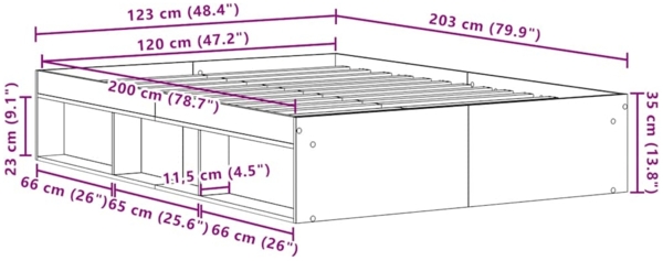 vidaXL Bettgestell ohne Matratze Schwarz Eichen-Optik 120x200 cm 3329332 Bild 9