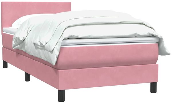 vidaXL Boxspringbett mit Matratze Rosa 90x220 cm Samt 3316052 Bild 3