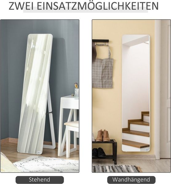 MC Star Standspiegel Ganzkörperspiegel mit klappbarem Rahmen, stabiler Schminkspiegel (frei stehend oder wandmontiert für Wohnzimmer & Ankleidezimmer)