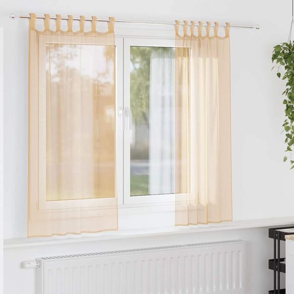 vidaXL Voile Vorhänge mit Schlaufen 2 Stk. Sandfarbe 140x175 cm 4102307