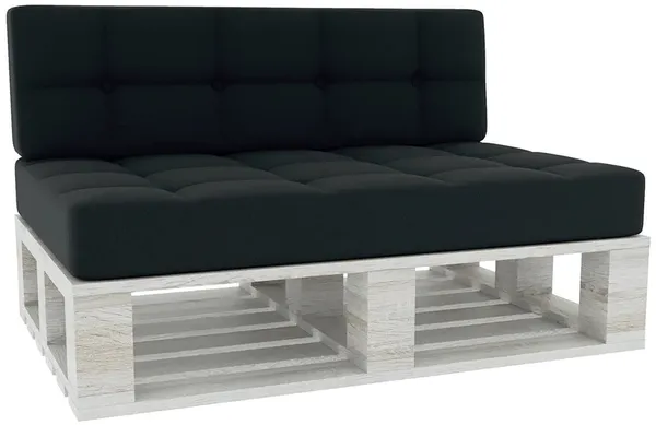 Gutekissen® Palettenkissen Gesteppte Kissen mit Knöpfen, Palettenauflagen Sitzkissen Rückenlehne Gesteppt PFG (Set (Sitzkissen 120x80 +Rückenlehne 120x40), Schwarz)
