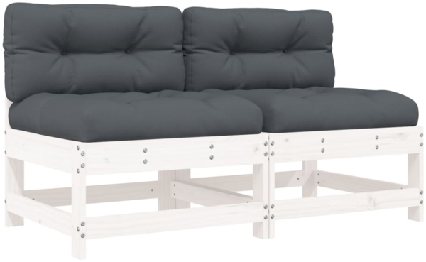 vidaXL Mittelsofas mit Kissen 2 Stk. Weiß Massivholz Kiefer 825577