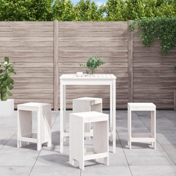 vidaXL 5-tlg. Gartenbar-Set Weiß Massivholz Kiefer 3157740