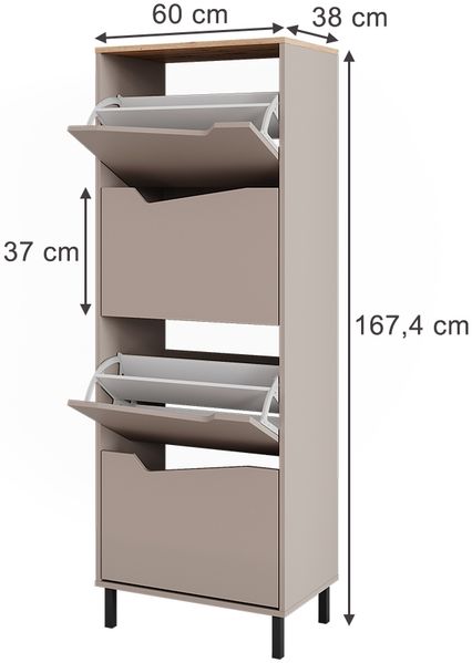 Schuhkipper Marelle Greige/Artisan 60 x 167.4 cm mit 4 Fächern Vicco Bild 2
