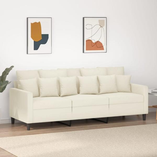 vidaXL 3-Sitzer-Sofa Creme 180 cm Samt 359321