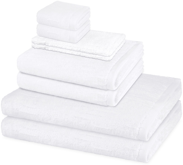Ross Premium 8 tlg. Frottier-Set - 2 X Handtuch (50 X 100cm), 2 X Duschtuch (70 X 140cm), 2 X Gästetuch (30 X 50cm), 2 X Waschhandschuh (16 X 22cm) - 500 - Weiß