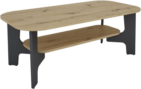 byLIVING Couchtisch JONNY / Melamin Artisan Eiche, Melamin Anthrazit / B 110, H 42,5, T 55 cm / mit Ablageboden