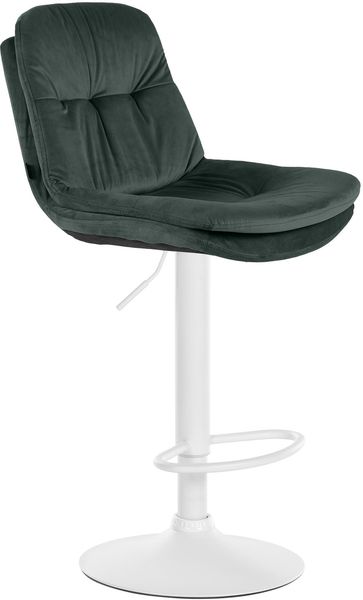 Barhocker MITUN - Samt Dunkelgrün 46x54x94 cm Weiß | Barstuhl Höhenverstellbar Mit Lehne Drehbar Tresenhocker Tresenstuhl Kneipenhocker Kneipenstuhl