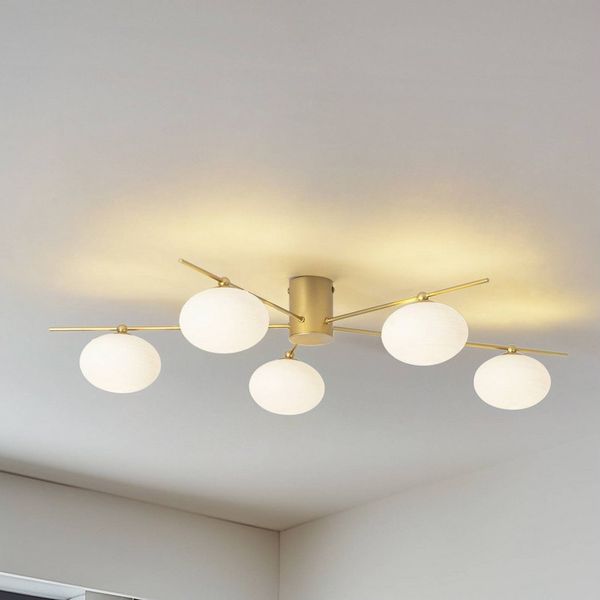 Lindby Deckenleuchten Valisa, Glas Gold / Messing IP20, 5 x 8 W LED