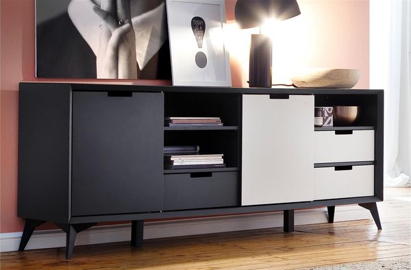 Sideboard >Nemea< in Grau matt - 180x73x40cm (BxHxT)