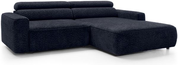 Selsey 'Fando' Ecksofa mit elektrischem Sitzauszug, Ottomane rechts, Chenille Navyblau