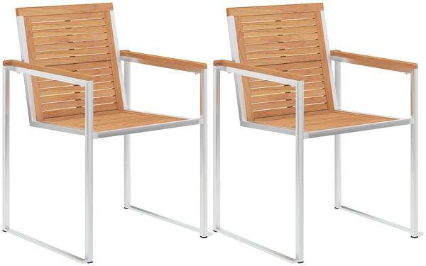 vidaXL Gartenstühle 2 Stk. Massivholz Teak und Edelstahl 46515