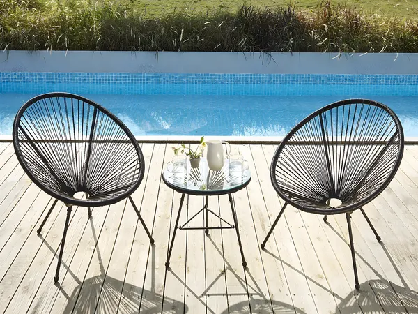 Vente-unique - ALIOS Gartensitzgruppe HarzGlas Schwarz - B 50 cm82 cm x H 50 cm83,5 cm x L 50 cm72 cm