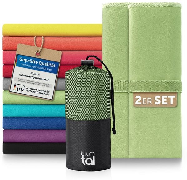 Blumtal Sporthandtuch Mikrofaser Handtuch - kompakte Mikrofaser Handtücher, Mikrofaser (inkl. Transporttasche, einzeln oder als Set verfügbar, 2-St), ultra leicht & schnelltrocknend, Reisehandtuch, Strandhandtuch