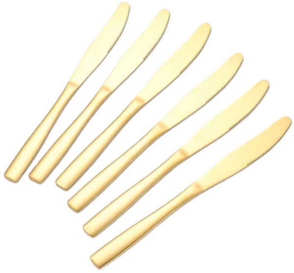 6er Set goldene Tafelmesser aus hochwertigem Edelstahl - Modern & Elegant