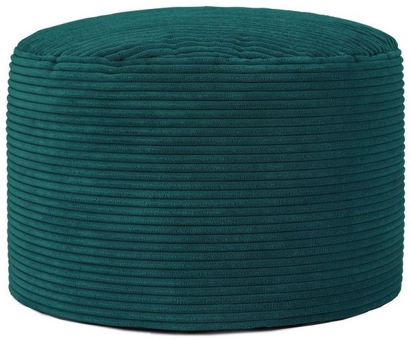 Icon Frankie Hocker, Blaugrün, Flauschiger Cord Stoff, Sitzsack Cord, Sitzpuff Hocker mit Füllung, Fußhocker für das Wohnzimmer, Deko Wohnzimmer