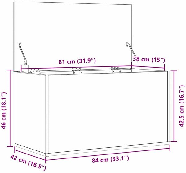 vidaXL Aufbewahrungsbox Schwarz Eichen-Optik 84 x 42 x 46 cm 862633 Bild 12