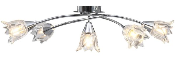 Deckenleuchte mit Glasschirmen für 5 E14 Glühlampen