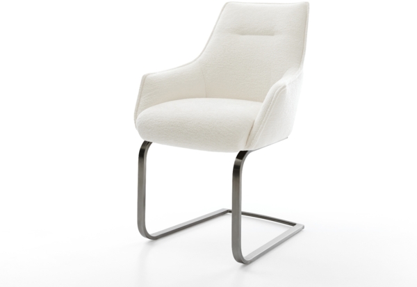 Freischwinger Alja-Flex mit Armlehnen Bouclé Soft Beige Freischwinger flach Graphit Taschenfederkern