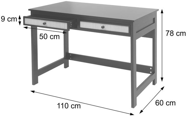 Schreibtisch HWC-O36, Bürotisch Laptoptisch Arbeitstisch, Schublade 78x110x60cm Holz ~ schwarz Bild 3
