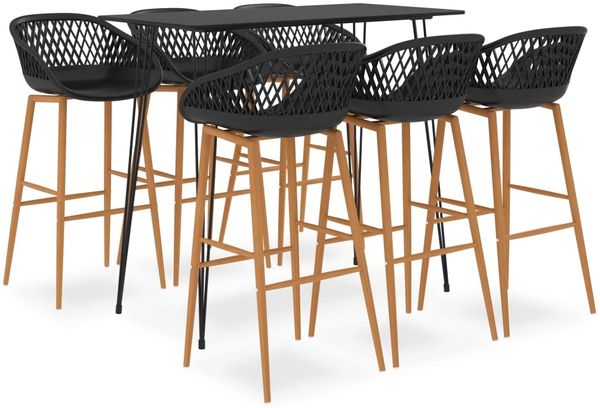 vidaXL 7-tlg. Bar-Set Schwarz 3057392