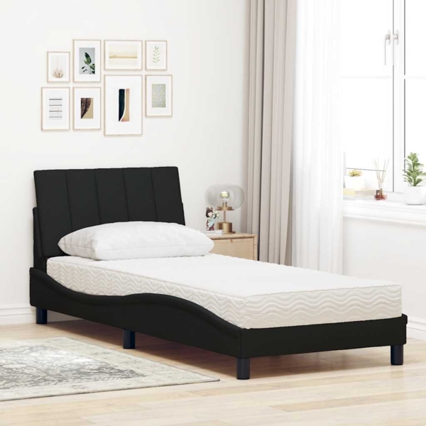 vidaXL Bett mit Matratze "Hanko" Schwarz 80x200 cm Stoff 3310491 Bild 2